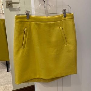 NWOT J. Crew wool mini skirt in mustard yellow, size 2